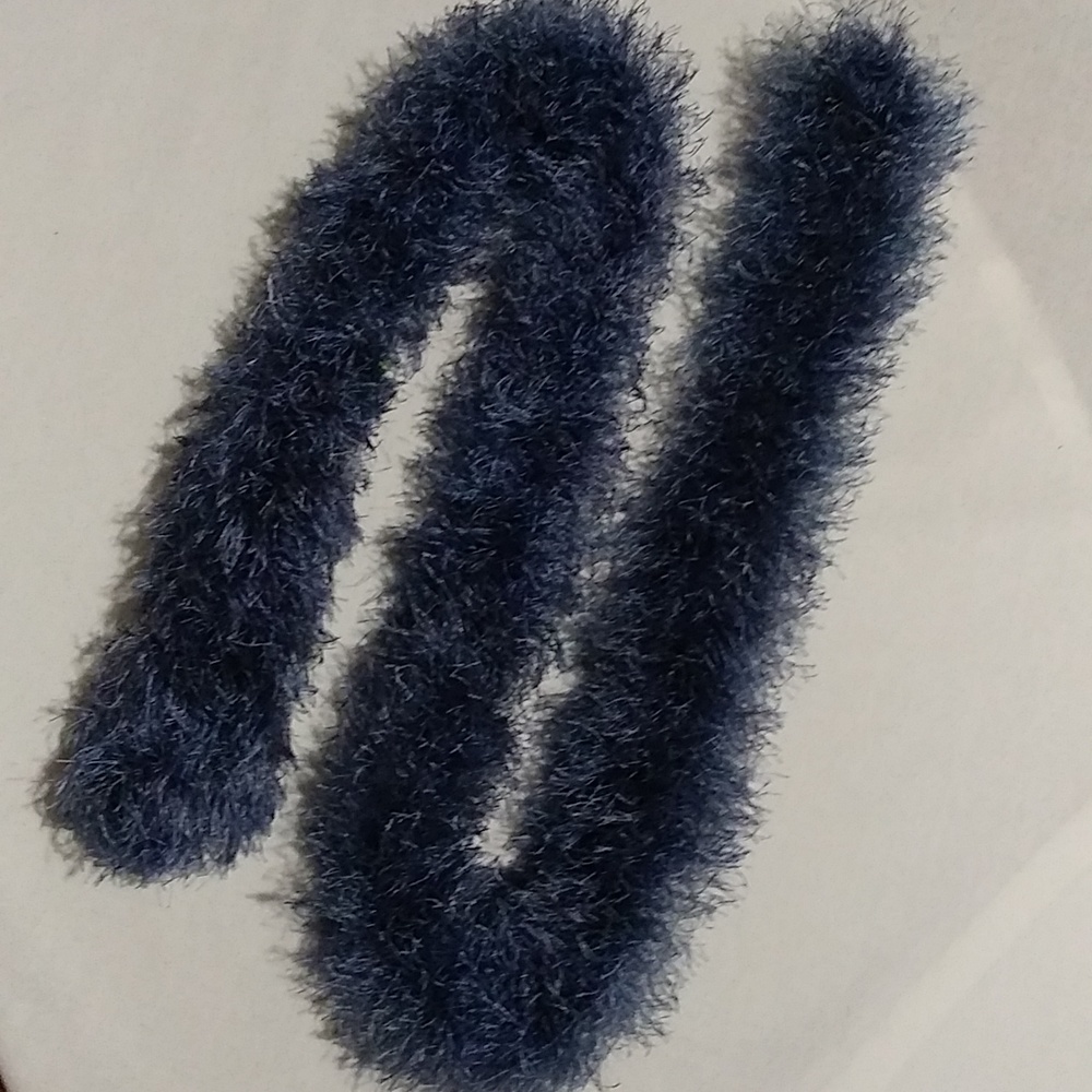 Homemade Scarf. Blue Funfur. 52"x3"